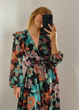 Платье шифоновое в цветочный принт zara4 фото