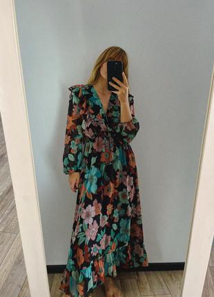 Платье шифоновое в цветочный принт zara8 фото