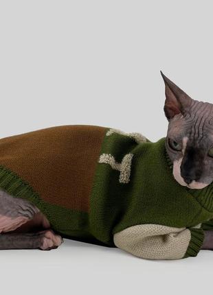 Шикарний в'язаний светр для котів шерсть бавовна3 фото