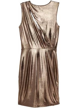 Коктейльне плаття золотий металік3 фото