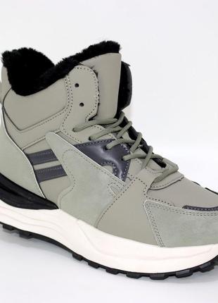 Кроссовки 111882 на меху, ботинки спортивные, хайтопы зимние