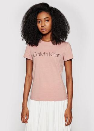 Calvin klein оригинал slim fit metallic logo tee europe (perfect peach)1 фото