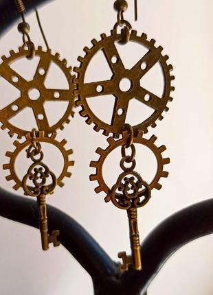 Оригинальные серьги ключ в стиле стимпанк steampunk6 фото