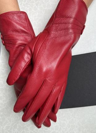 Женские кожаные перчатки осень/зима р.m5 фото