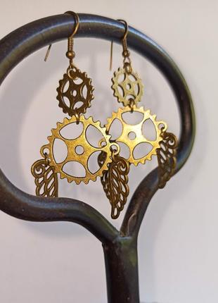 Оригинальные серьги крыла в стиле стимпанк steampunk
