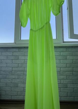 Яскраво-неонова,салатова сукня1 фото