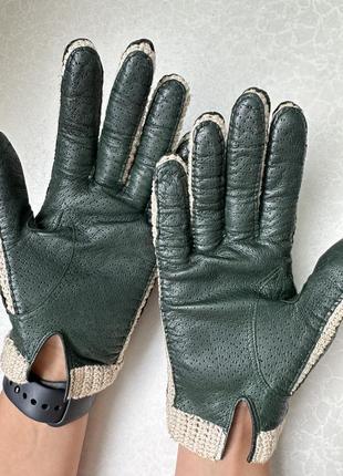 Кожаные перчатки ручная с перфорацией со вставками