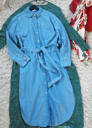 Шикарное джинсовое платье рубашка под пояс,h&amp;m,  p. 38-405 фото