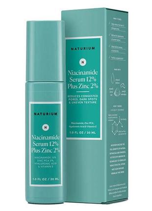 Сироватка для жирної та проблемної шкіри naturium niacinaide serum 12% plus zinc 2%, 30 мл