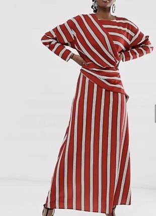 Длинное платье в полоску asos s