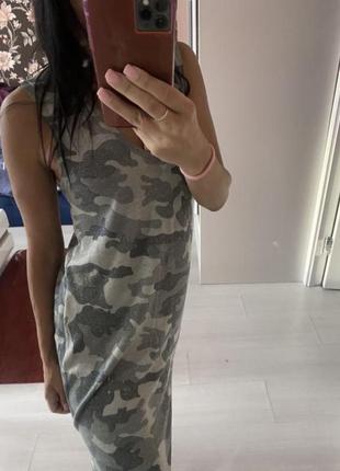Платье хаки с люрексом2 фото
