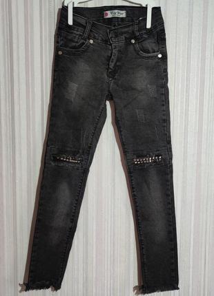Черные стильные джинсы city wear р. 7 лет1 фото
