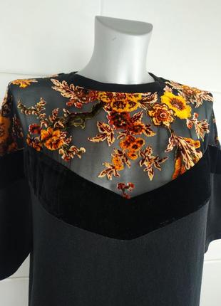 Стильное платье-футболка zara из комбинированной ткани.6 фото