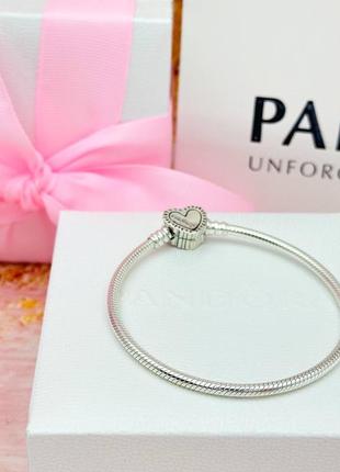 Pandora серебряный браслет «сияющее сердце»5 фото