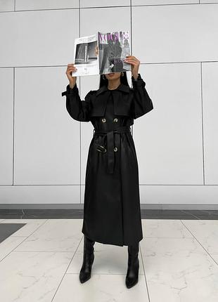 Супер стильный тренч экокожа, снижение цены, последние размеры, уточняйте наличие
