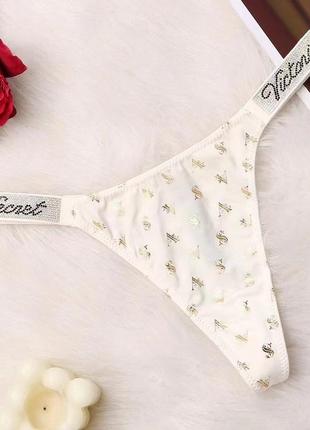 Білі трусики тканина атлас з камінчиками