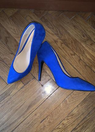 Синие туфли на каблуке h&m atmosphere2 фото
