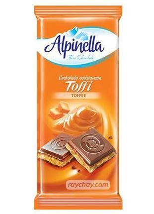 Шоколад молочний alpinella toffee, з карамелевою начинкою, 90 г