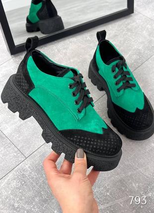 Эксклюзивные туфли weswoodo, зеленый/черный, натуральная замша