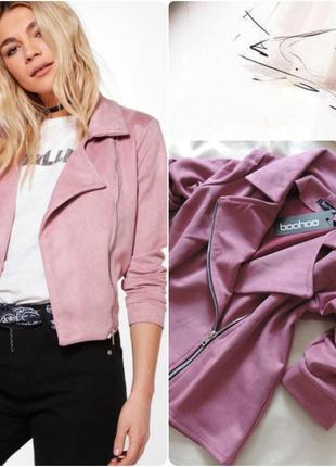 Нова стильна укорочена курточка-косуха під замш wine biker barbie оригінал boohoo