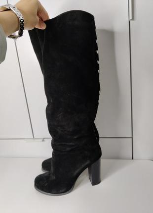 Сапоги замшевые черного цвета (кожаные)