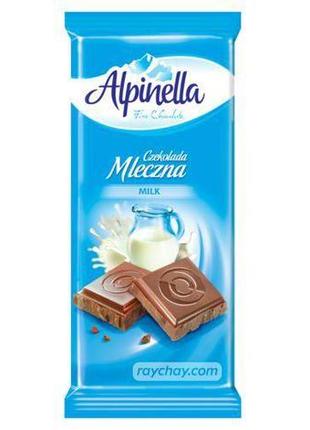 Шоколад молочний alpinella milk, молочний, 90 г