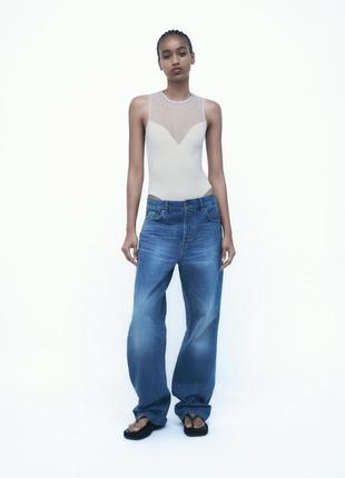 Боди в рубчик с сеточкой zara размер s