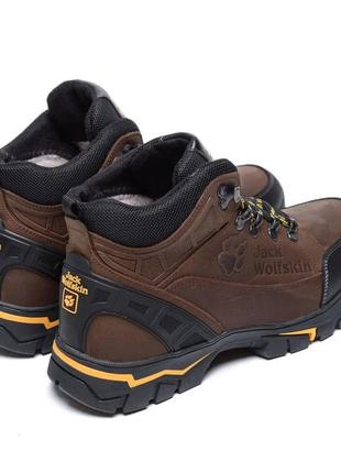 Зимові шкіряні ботинки jack wolfskin коричневі2 фото