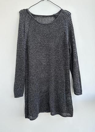 Платье туника сетка серая