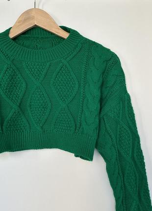 Распродажа укороченные свитера зеленого цвета в косы2 фото