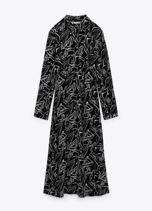 Красивое вискозное платье zara в черно белый принт.5 фото