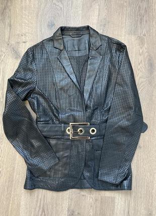 Uterque пиджак кожаный перфорация1 фото