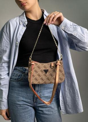 Стильна невелика сумка багет сумка-багет брендова сумка на ремінці шкіряна сумка guess9 фото