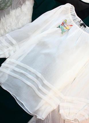Блуза рубашка сорочка біла текстурний шифон реглан батал, xxl (3780)4 фото