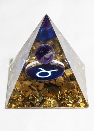 Энергетическая пирамида - гармонизатор знак зодиака телец с шариком из натурального...