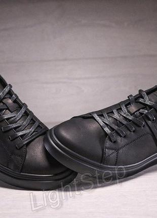 Кожаные мужкие кеды diesel corsair black8 фото