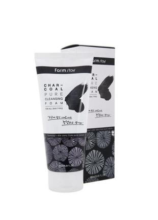 Пінка для вмивання farm stay charcoal pure cleansing foam1 фото