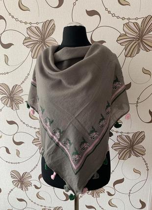 Shirin sehan шерстяной платок с кисточками2 фото