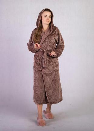Халат теплый женский махровый с капюшоном6 фото