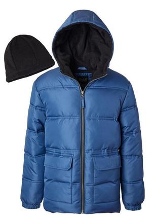 Зимова брендова тепла куртка+шапка