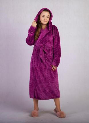 Халат жіночий теплий махровий з капюшоном6 фото