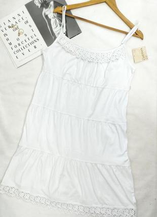 Платье белый сарафан на бретельках шитье котон кружево2 фото