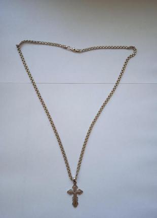 Серебряная цепочка с хрестом, 925 проба