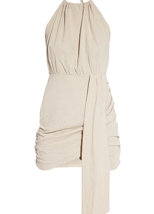 Облегающее платье с драпировкой, халтер, открытая спина, новая, коттоновая2 фото