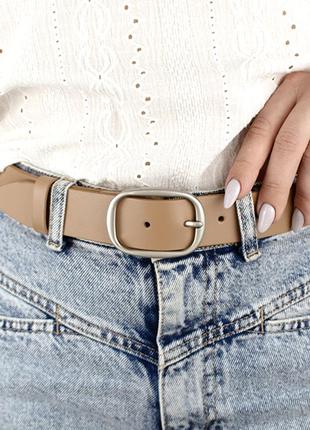 Ремінь жіночий шкіряний hc-3451 (120 см) бежевий під джинси та штани6 фото