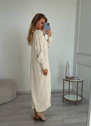 Довге в'язане плаття светр джемпер максі міді блакитне чорне рожеве малина молочне...