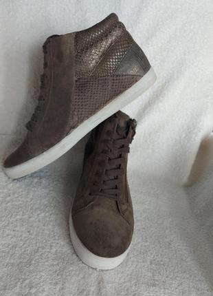Кеды ботинки gabor 40p серые кожа2 фото