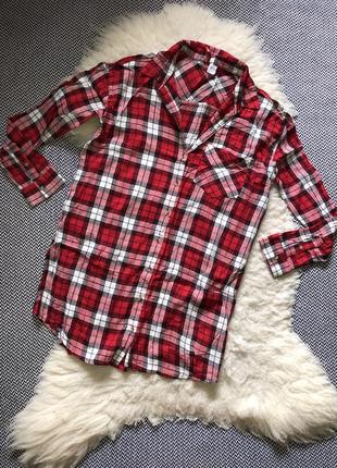 Платье -рубашка домашнее ночнушка в клетку клетчатое вискоза натуральное