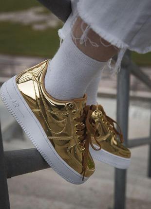 Nike air force жіночі золоті кросівки найк (весна-літо-осінь)😍2 фото