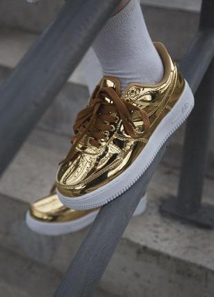 Nike air force жіночі золоті кросівки найк (весна-літо-осінь)😍4 фото